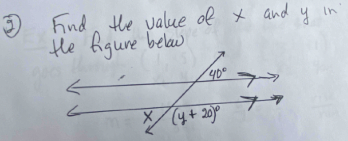 ⑤Fnd the value of x and y in