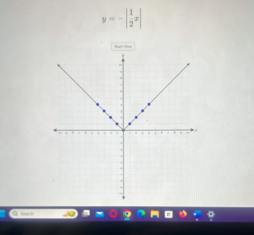 y=-| 1/2 x|
Start Over 
Search