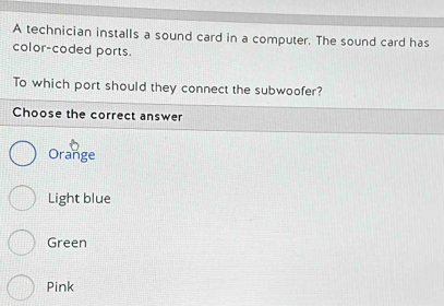 Solved: A technician installs a sound card in a computer. The sound ...