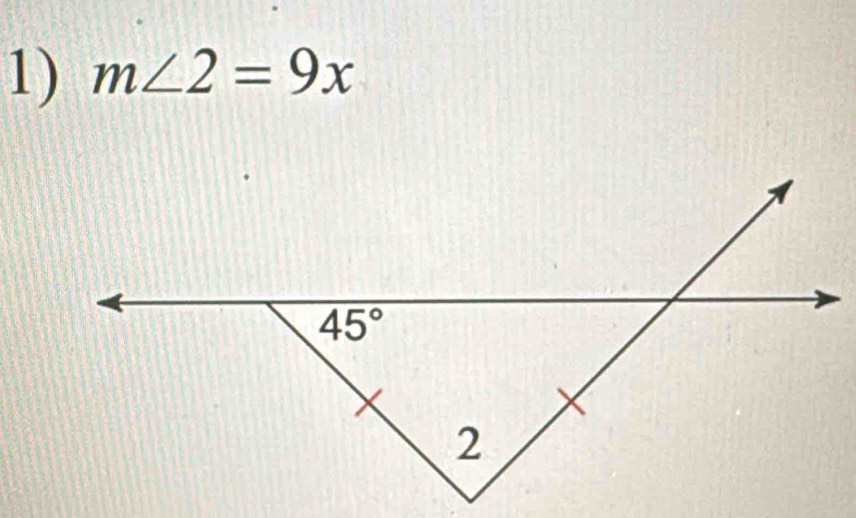 m∠ 2=9x