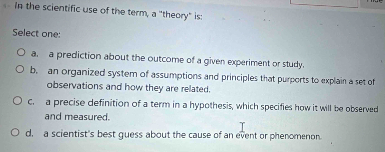 Solved: In the scientific use of the term, a 