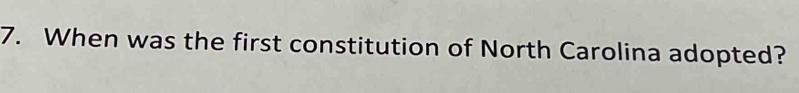 When was the first constitution of North Carolina adopted?