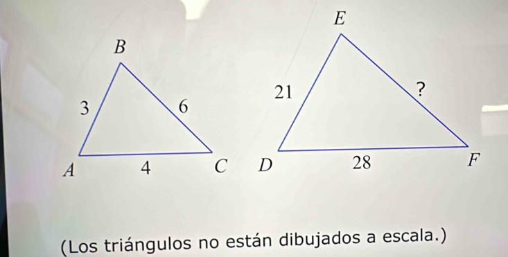 (Los triángulos no están dibujados a escala.)