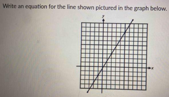 Write an equation for the line shown pictured in the graph below.