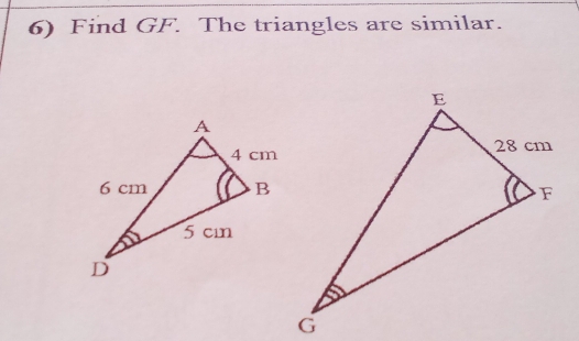 Find GF. The triangles are similar.