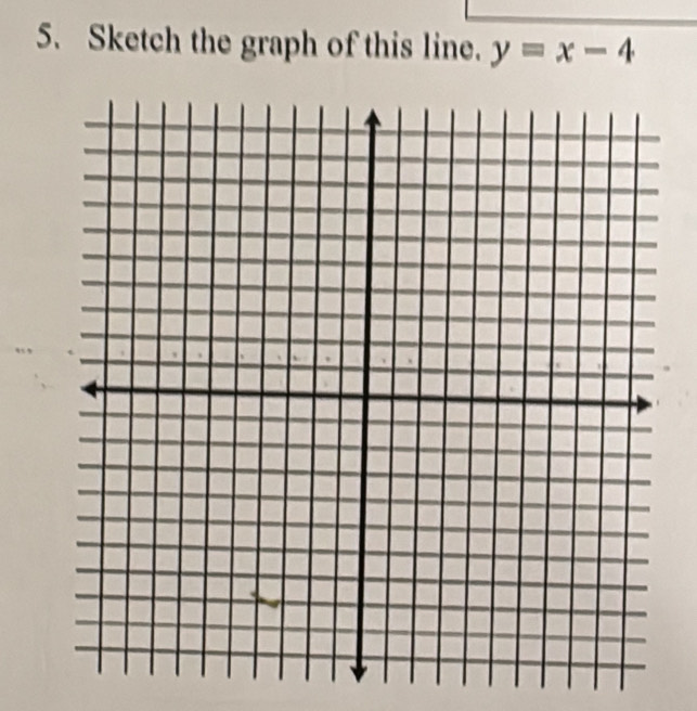 Sketch the graph of this line. y=x-4