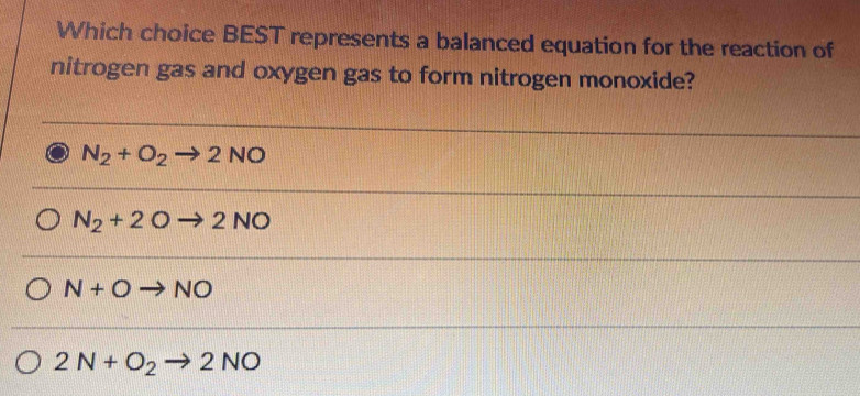 Solved: Which choice BEST represents a balanced equation for the ...