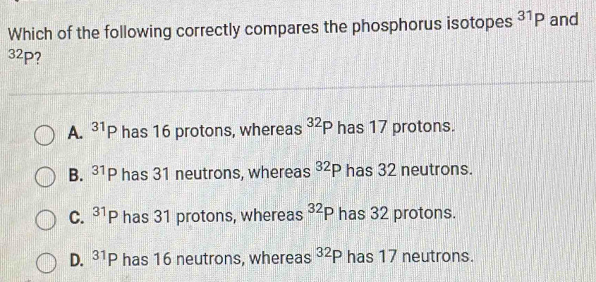 Solved: Which of the following correctly compares the phosphorus ...