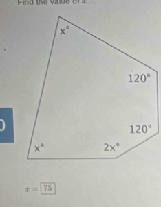 Find the value or z
x=75