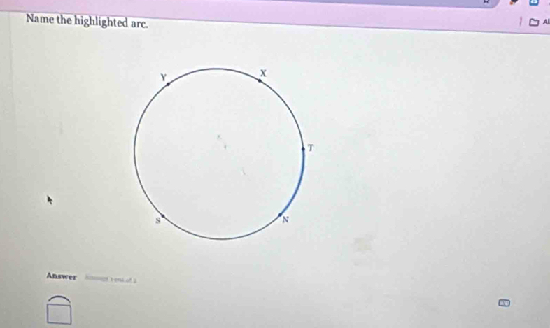 Name the highlighted arc. 
Answer l enk of y