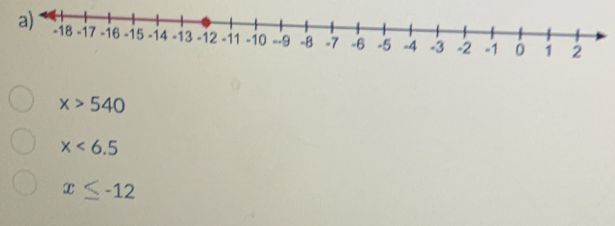 x>540
x<6.5
x≤ -12