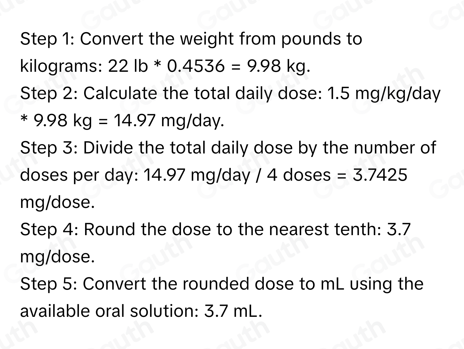 Solved: A nurse is preparing to administer a dexamethasone 1.5 mg/kg ...