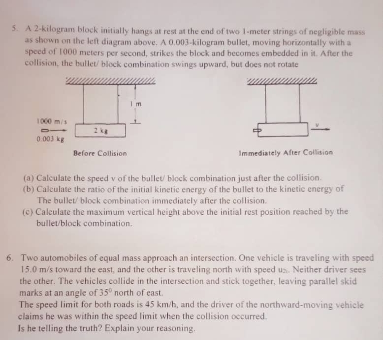 Solved: A 2-kilogram block initially hangs at rest at the end of two 1 ...