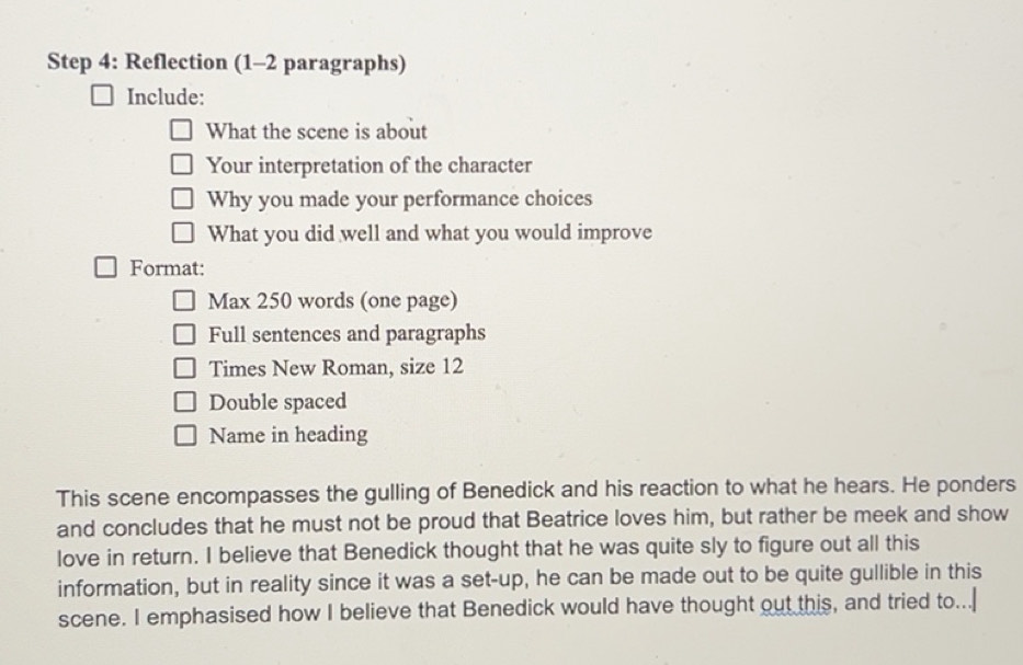 Solved: Reflection (1-2 paragraphs) Include: What the scene is about ...