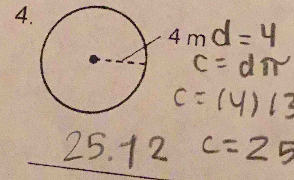 md=4
C=dπ
C=(4)13
25. 12 c=25