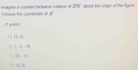 Solved: Imagine a counterclockwise rotation of 270° about the origin of ...