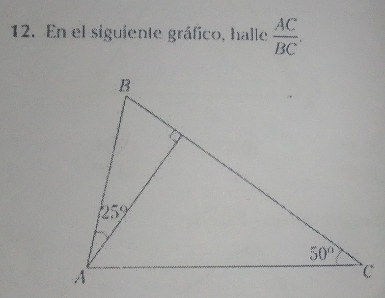 En el siguiente gráfico, halle  AC/BC .