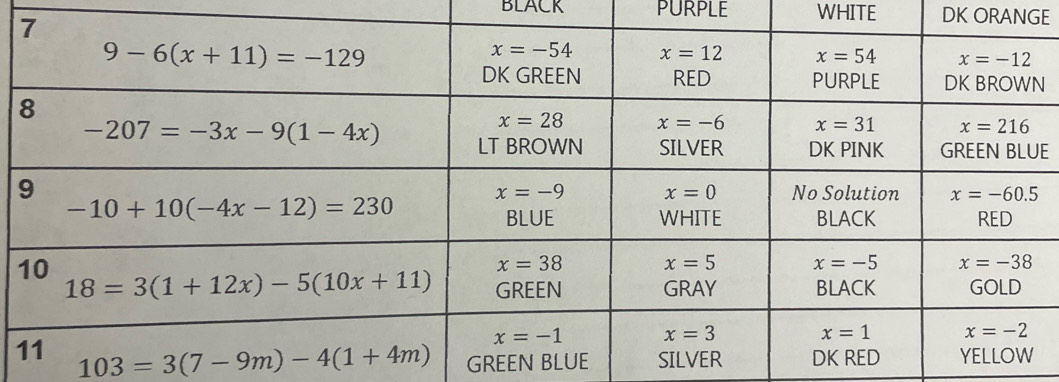 BLACK PURPLE WHITE DK ORANGE
E
GREEN