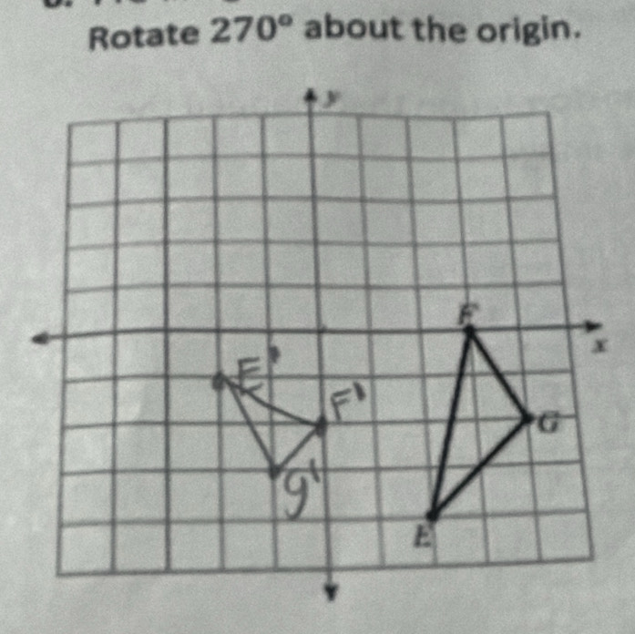 Rotate 270° about the origin.