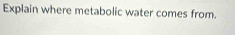 Explain where metabolic water comes from.