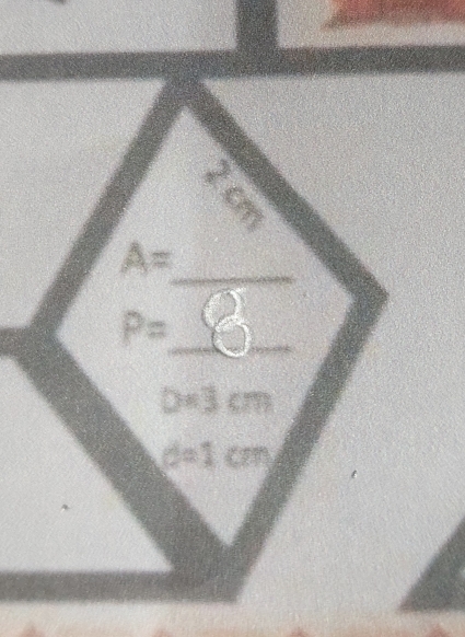 frac 2
18°
_ A=
P= _
D=3cm
d=1cm