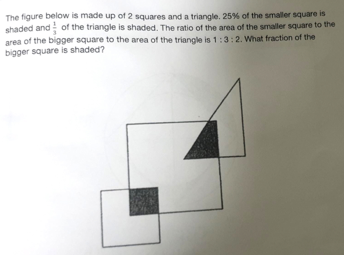 Solved: The figure below is made up of 2 squares and a triangle. 25% of ...