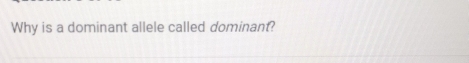 Why is a dominant allele called dominant?