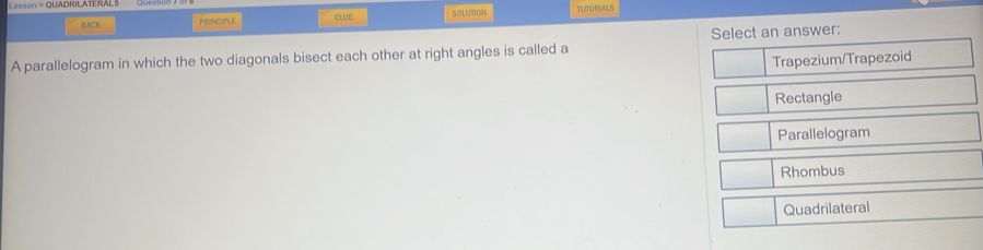 Résolu :Lesson = QUADRILATERALS BACK PRINCIPLE CLUE SOLUTION TUTORIALS ...