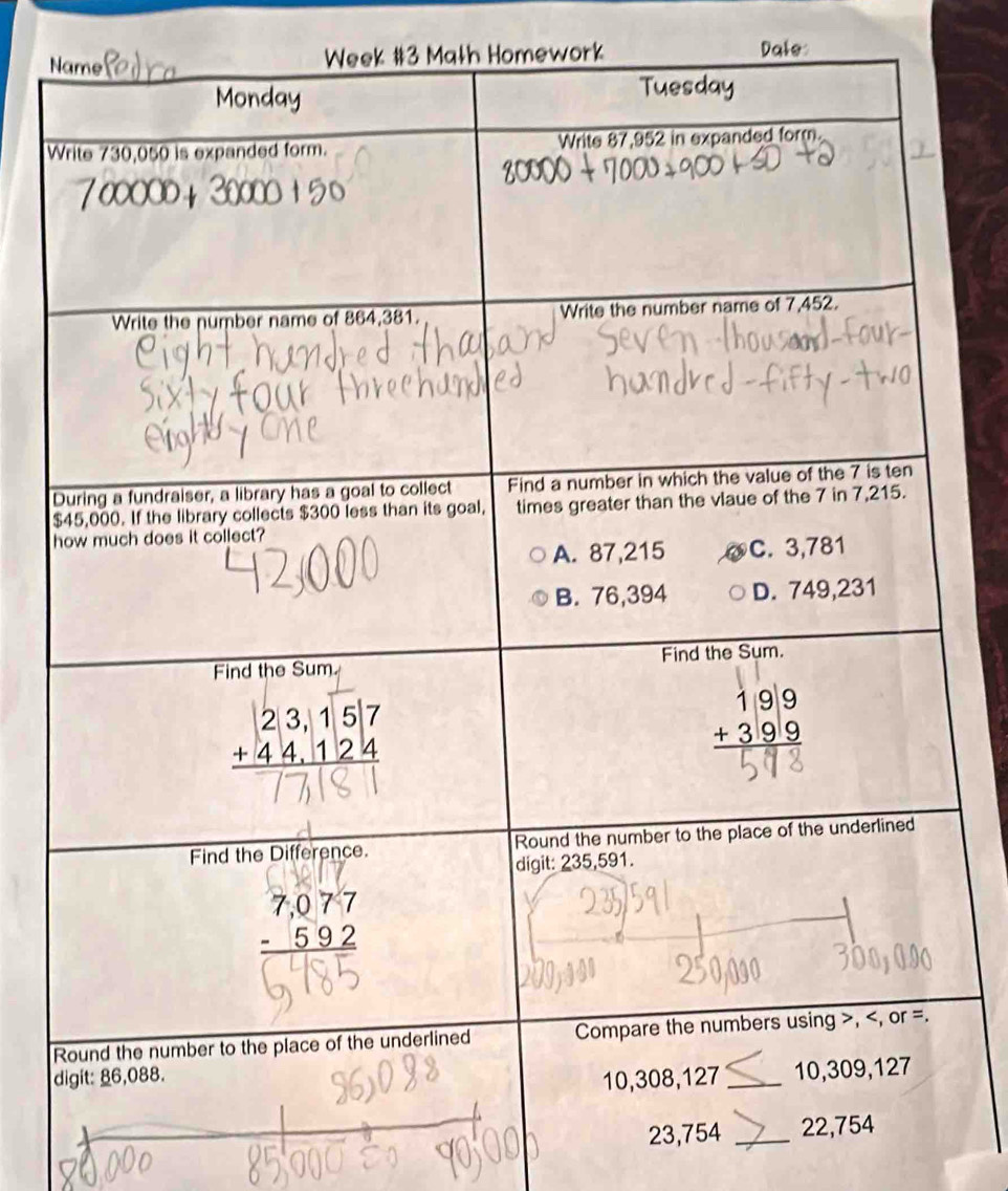 NWeek #3 Math Homework Dale:
W
$
h
R
d
23,754_