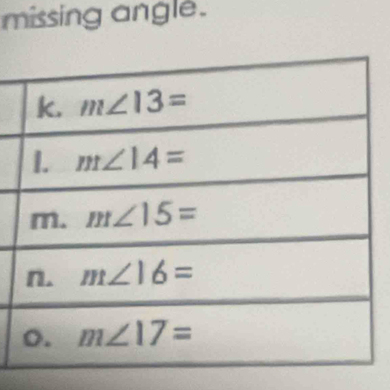 missing angle.