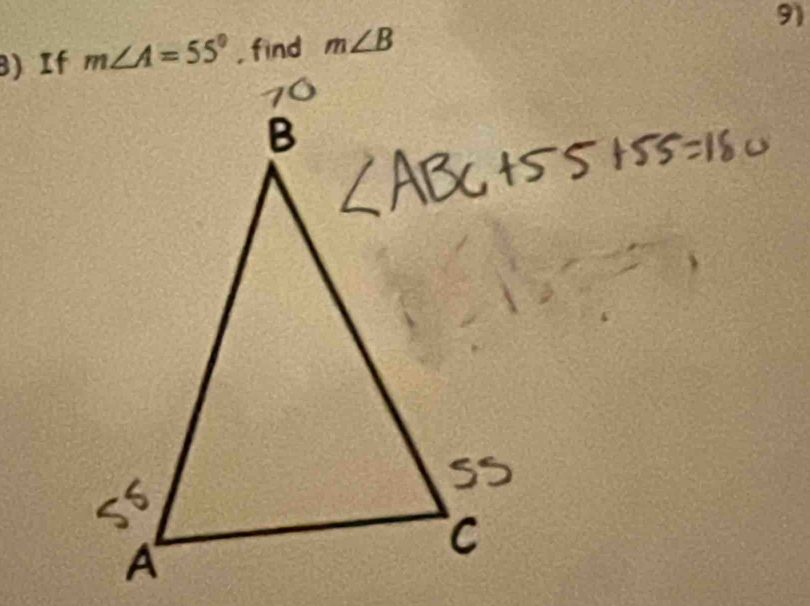 ) If m∠ A=55° , find m∠ B