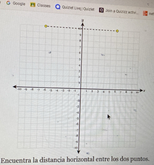 Google Classes Quizlet Live | Quizlet Join a Quizizz activi met 
Encuentra la distancia horizontal entre los dos puntos.