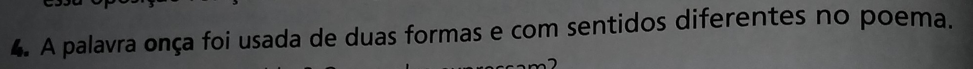 A palavra onça foi usada de duas formas e com sentidos diferentes no poema.