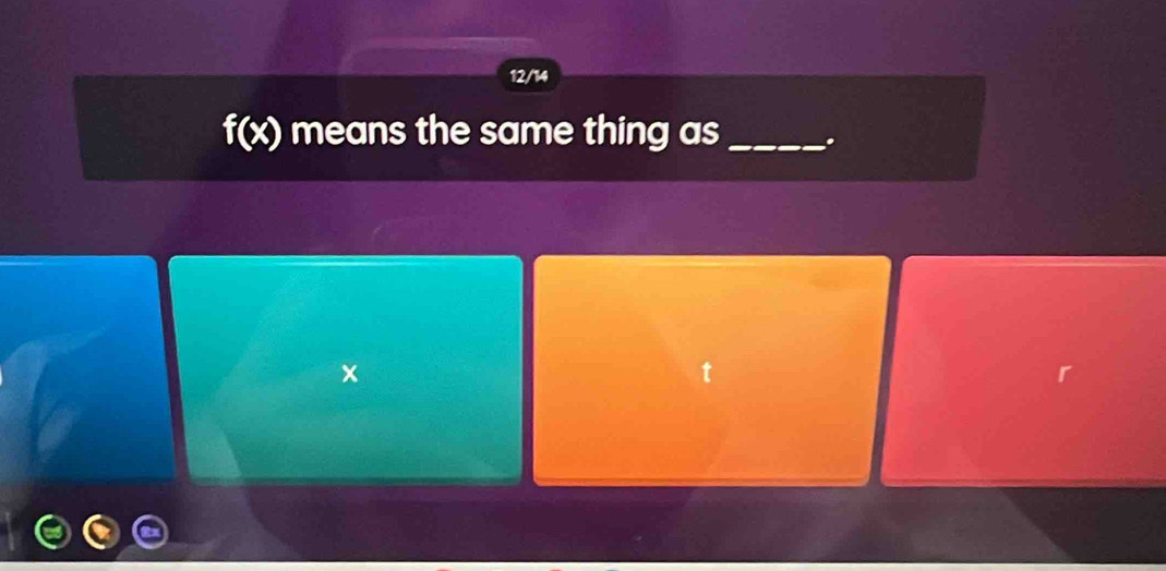 12/14
f(x) means the same thing as_ .
x