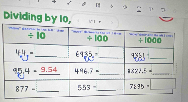 T- T·
Dividing by 10,