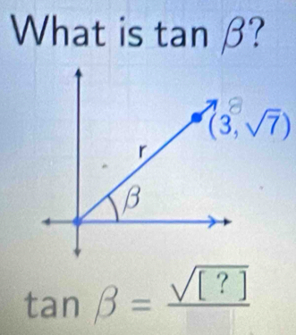 What is tanβ?
tan beta =frac sqrt([?])