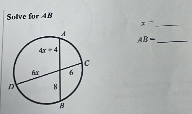 Solve for AB
x= _
_ AB=