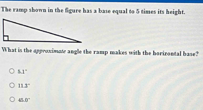 Solved: The ramp shown in the figure has a base equal to 5 times its ...