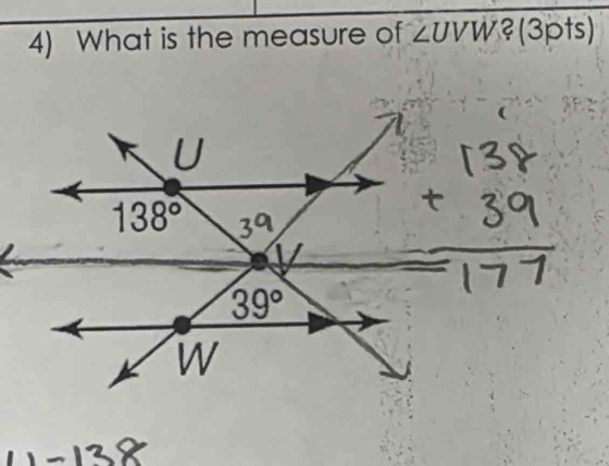 What is the measure of ∠ U W? (3pts)