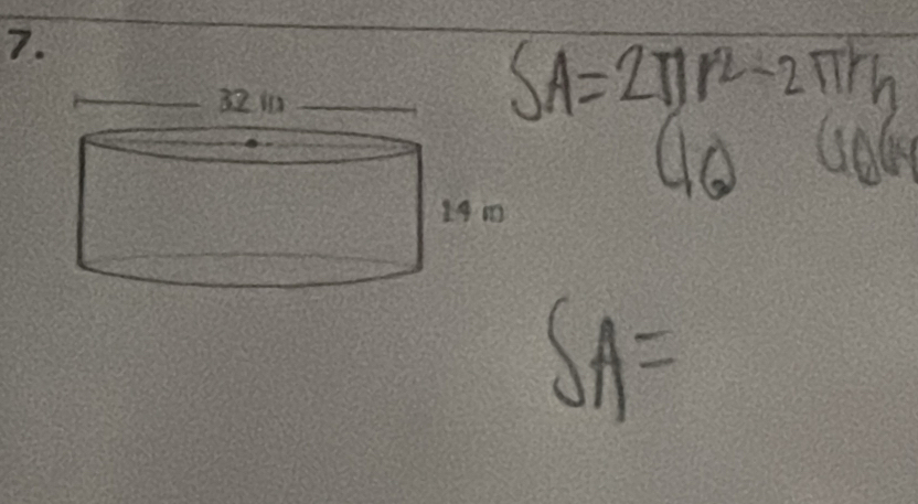 SA=2π r^2-2π r
P=
4o
SA=