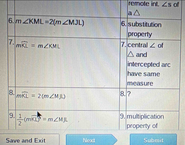 remote int. ∠ s of
Save and Exit Next Submit