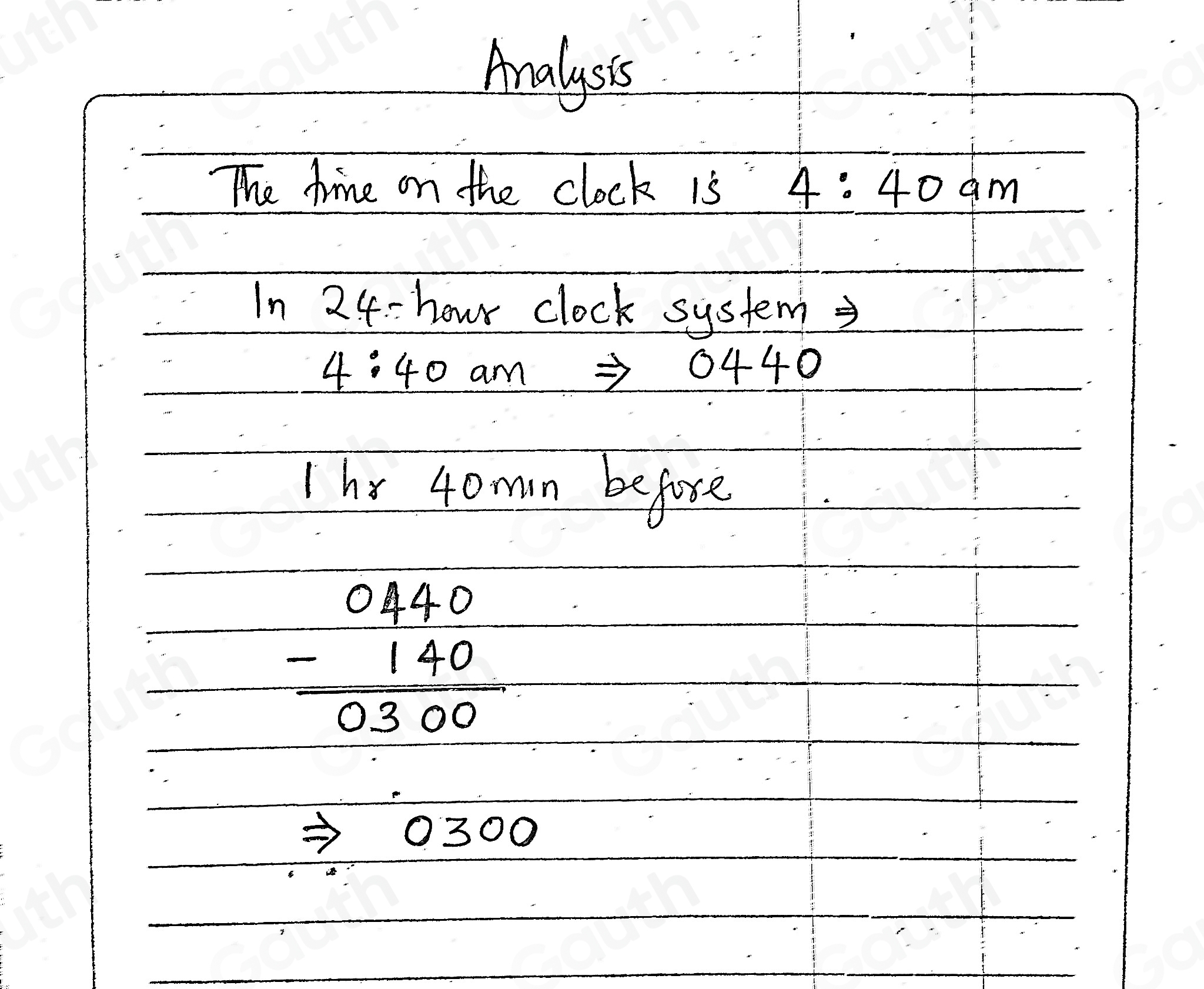 Solved: What time was it 1 hour and 40 minutes before the time shown on ...