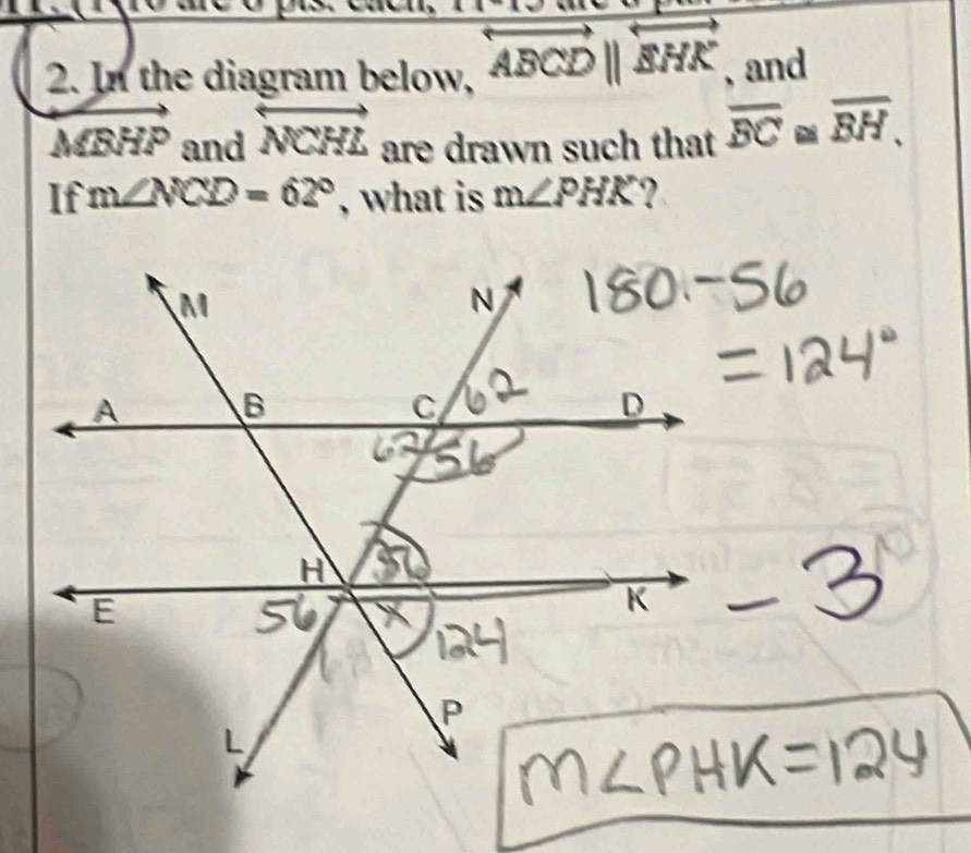 Solved: In the diagram below, overleftrightarrow ABCDbeginvmatrix ...