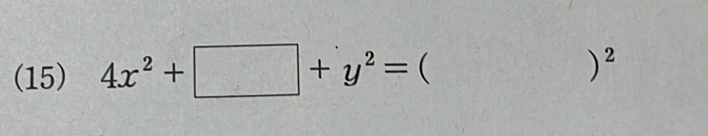 (15) 4x^2+□ +y^2= ( )^2