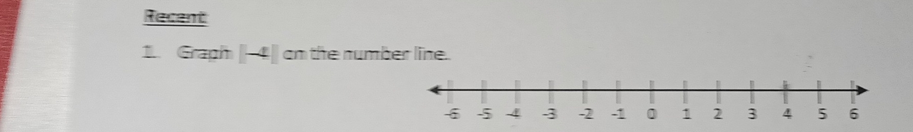 Recent 
1.. Graph [ -4 on the number line.