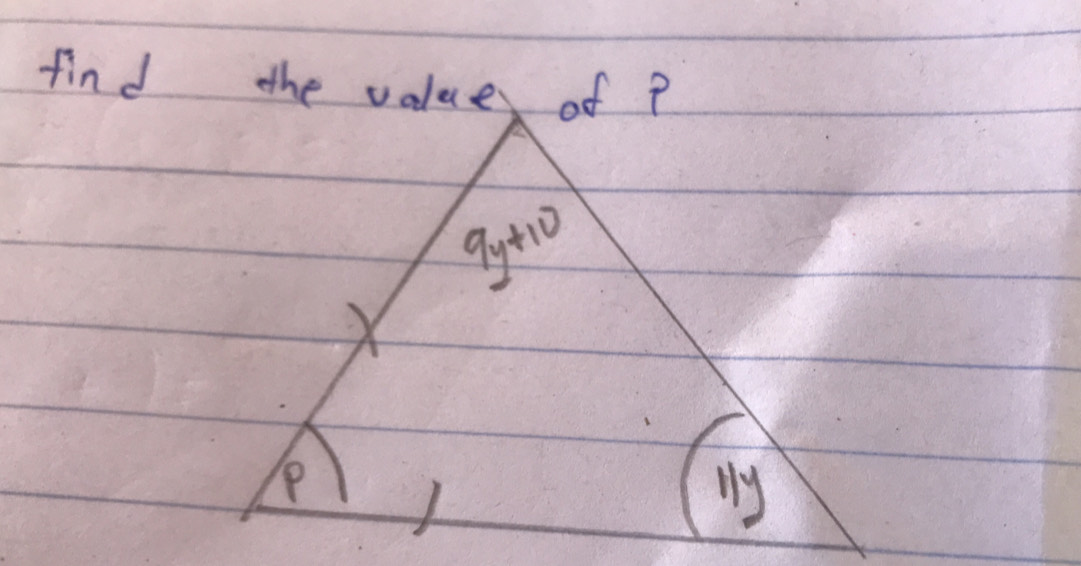 find the values of P
9y+10
P 
My