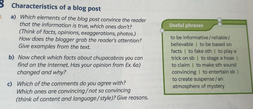 Gelöst:Characteristics of a blog post ` a) Which elements of the blog ...