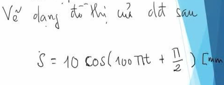 Ve dang do Yhi uǔ ot sau
S=10cos (100π t+ π /2 ) Ium