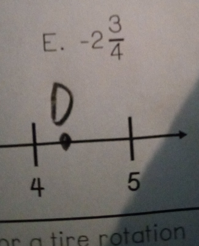 underline  
E. -2 3/4 
or a tire rotation