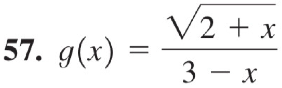 g(x)= (sqrt(2+x))/3-x 